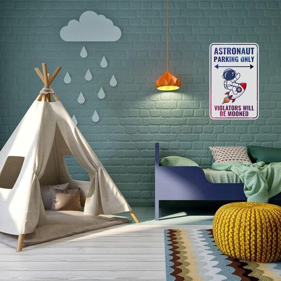 Outer Space Room Wall Decor For Kids Astronaut  Space Themed Bedroom SZ 12x8:NWT - Picture 5 of 9